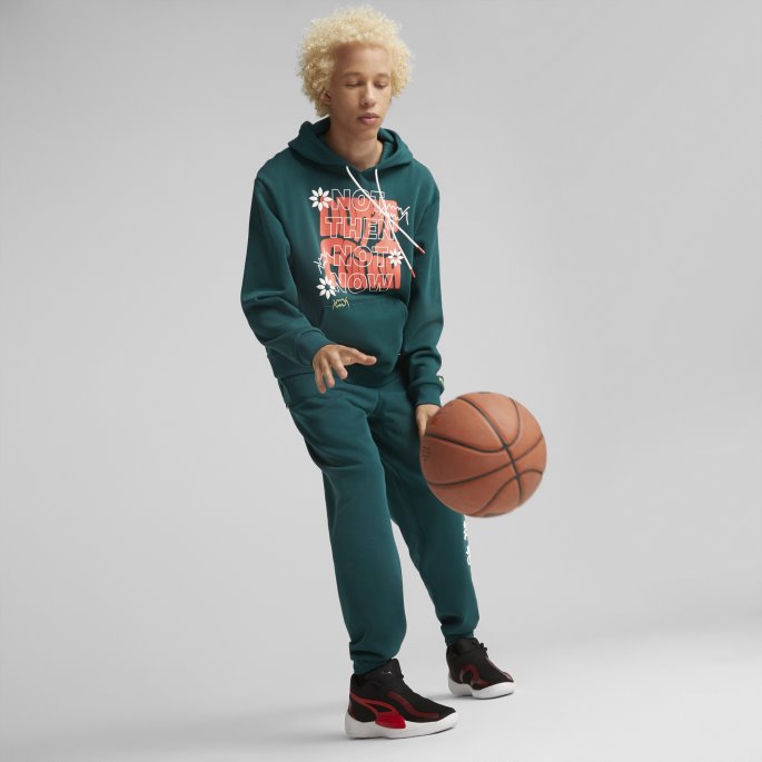 Puma På Tilbud Varsity Green Run It Back Basketball Hettegenser 2 Menn
