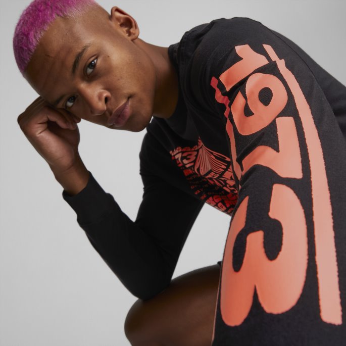Puma På Salg Rebound Langermet Basketball Tee Menn Svart