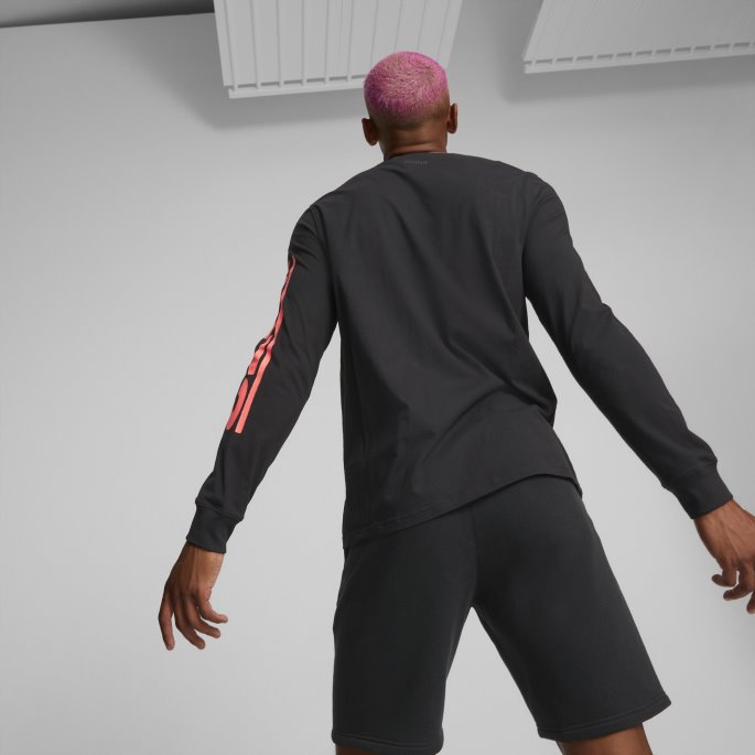 Puma På Salg Rebound Langermet Basketball Tee Menn Svart