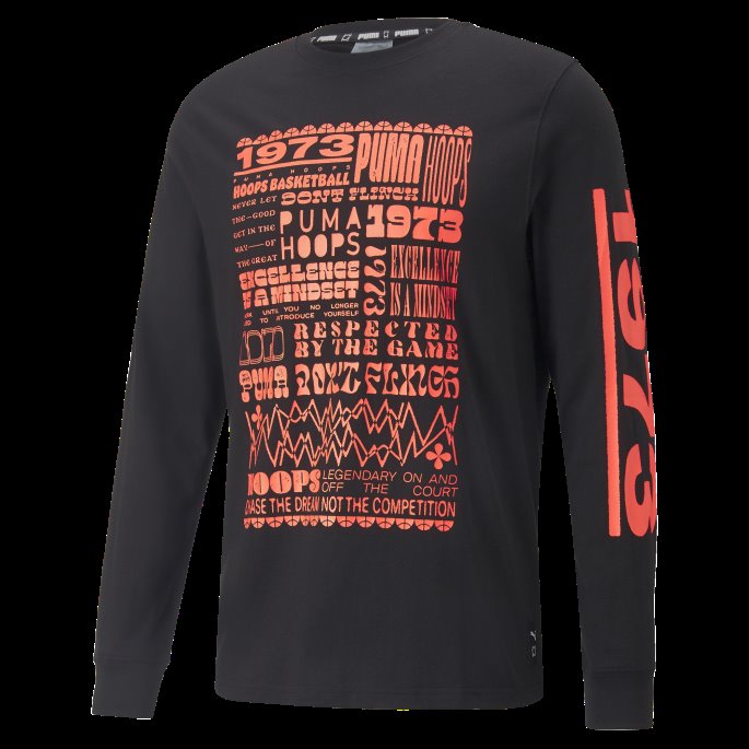 Puma På Salg Rebound Langermet Basketball Tee Menn Svart