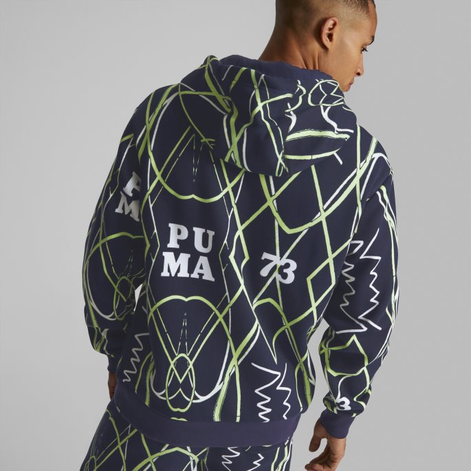 Peacoat Run It Back Trykt Basketball Hettegenser For Menn Puma På Salg