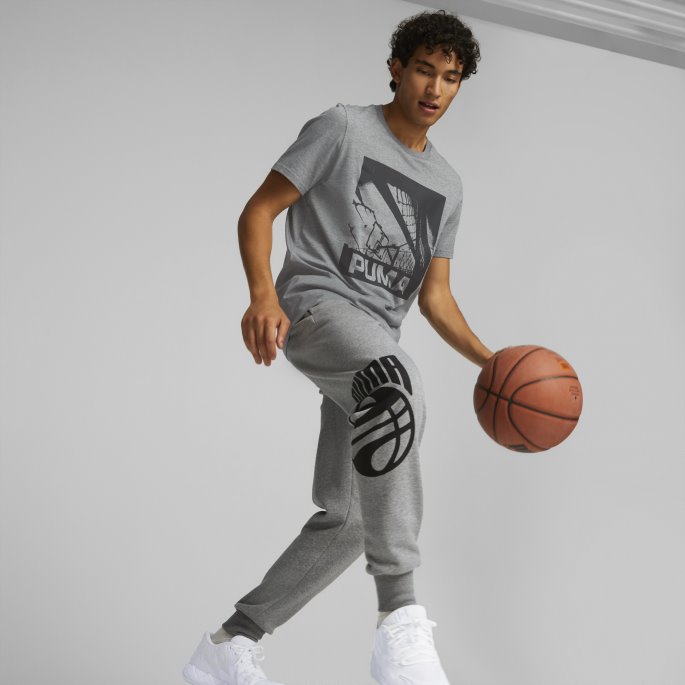 Timeout Kortermet Herre Basketball T-skjorte Mellomgrå Lyng Puma På Salg