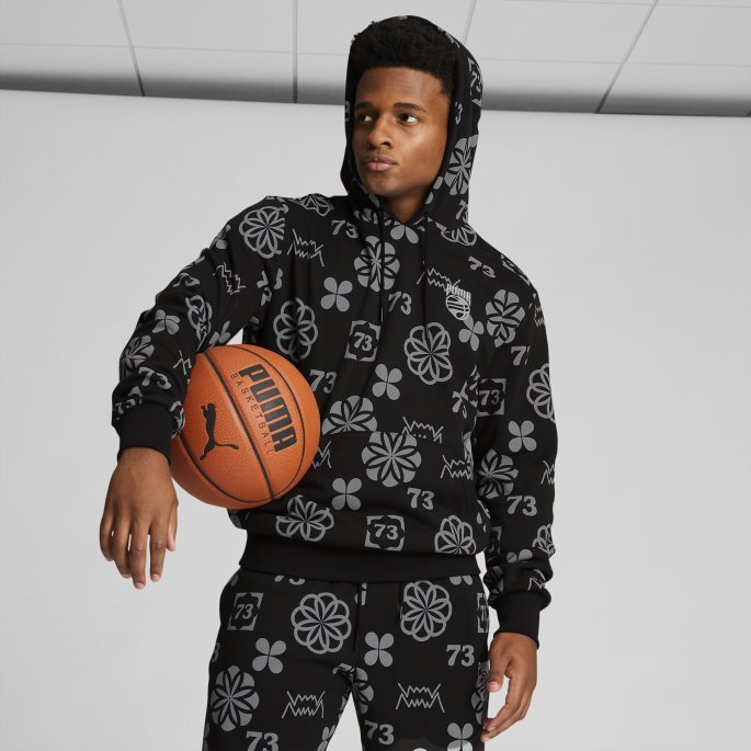 Booster Clyde Print Basketball Hettegenser Menn Puma På Tilbud Svart
