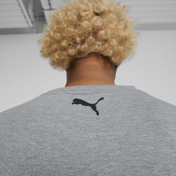 Puma På Tilbud Mellomgrå Lyng Boks Ut Kortermet Basketball T-skjorte For Menn