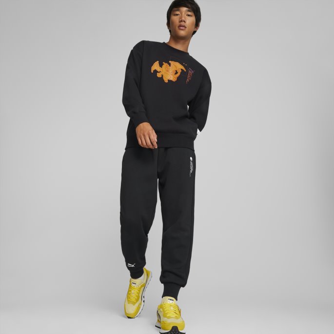 Puma På Tilbud X Pokmon Herre Avslappet Sweatshirt Med Rund Hals, Svart