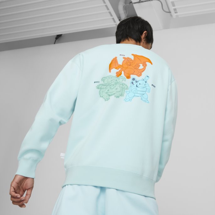 Puma På Tilbud X Pokmon Herre Avslappet Genser Med Rund Hals Lett Aqua