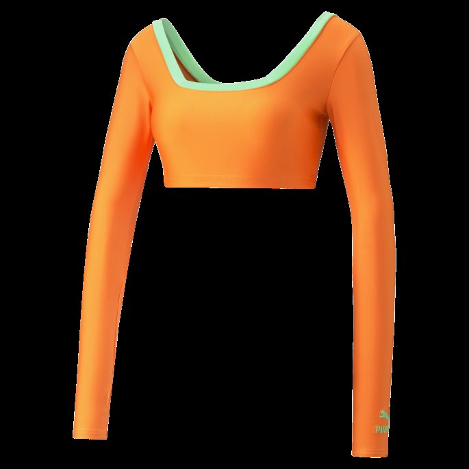 Puma På Tilbud X Dua Lipa Langermet Kvinners Crop Tee Gulrot