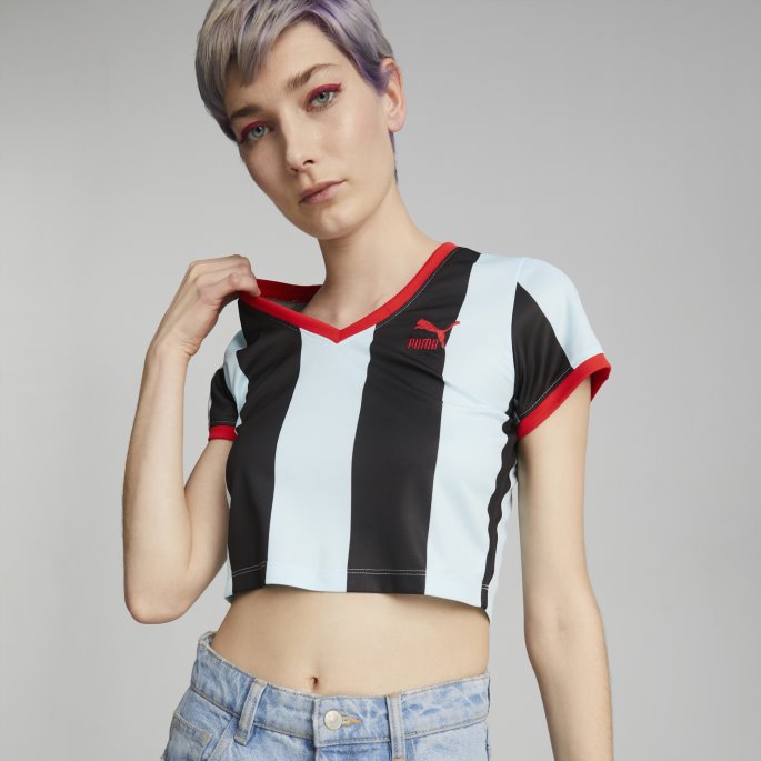 Puma På Tilbud X Dua Lipa Slim T-skjorte For Kvinner Blå Glød-svart