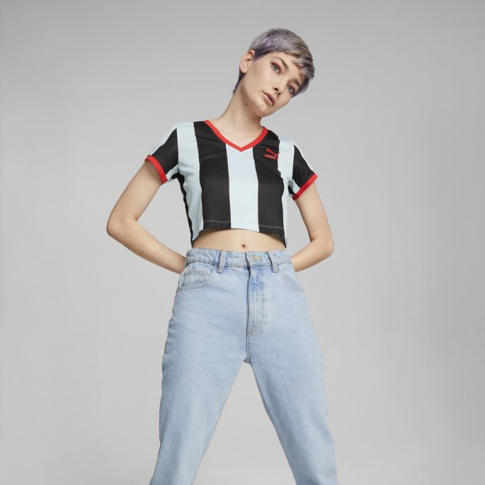 Puma På Tilbud X Dua Lipa Slim T-skjorte For Kvinner Blå Glød-svart