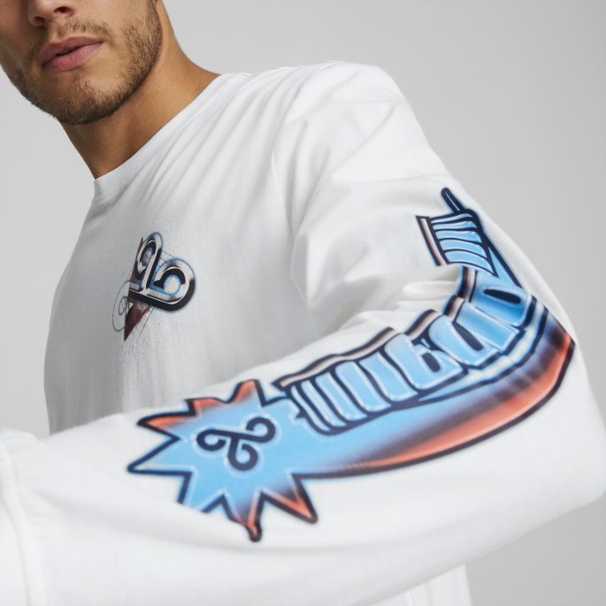 Cloud9 Esports Langermet Skjorte Herre Knallhvit Puma På Salg