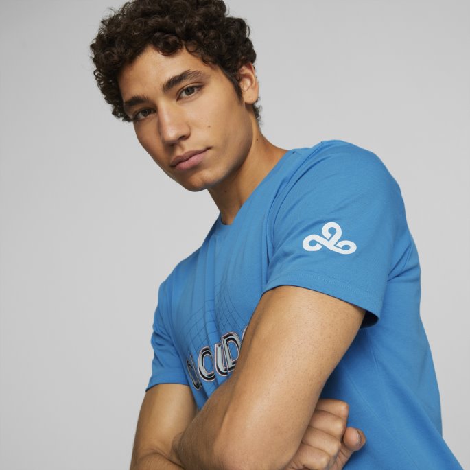 Bleu Azur Puma På Salg Cloud9 Esports Big Logo Tee Menn