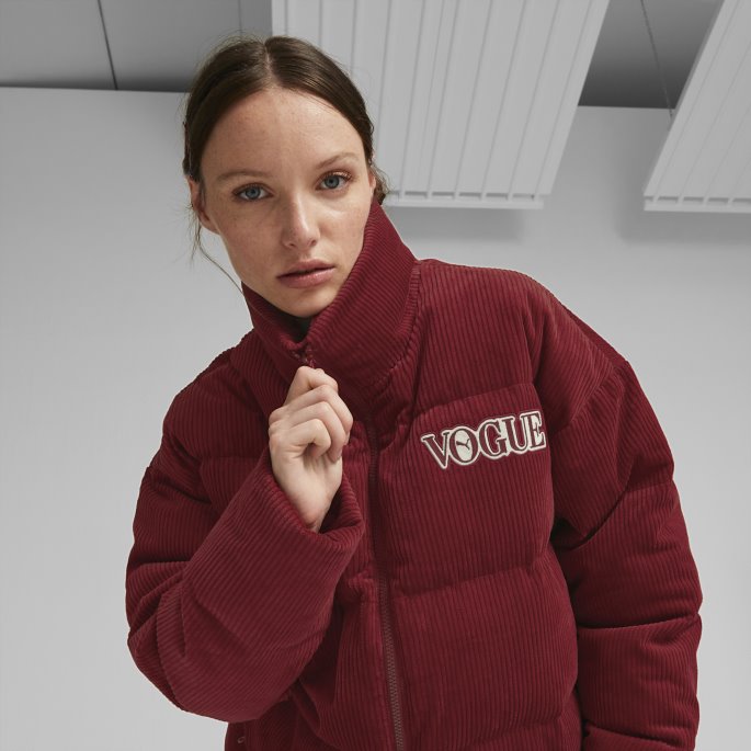 Intens Rød Puma På Tilbud X Vogue Pufferjakke Kvinner