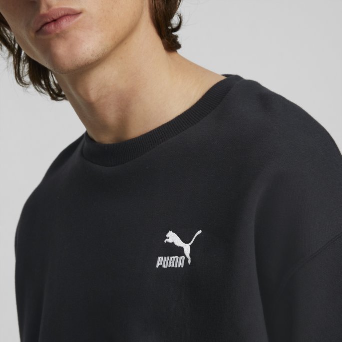 Svart Puma På Tilbud Klassikere Avslappet Sweatshirt Med Rund Hals For Menn