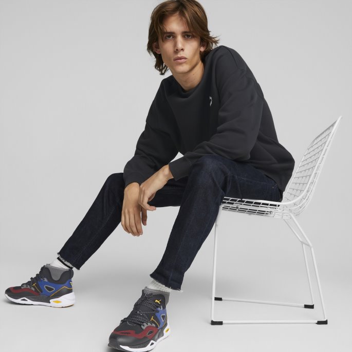Svart Puma På Tilbud Klassikere Avslappet Sweatshirt Med Rund Hals For Menn