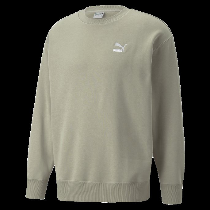 Puma På Tilbud Klassikere Avslappet Genser Med Rund Hals For Menn Pebble Grey