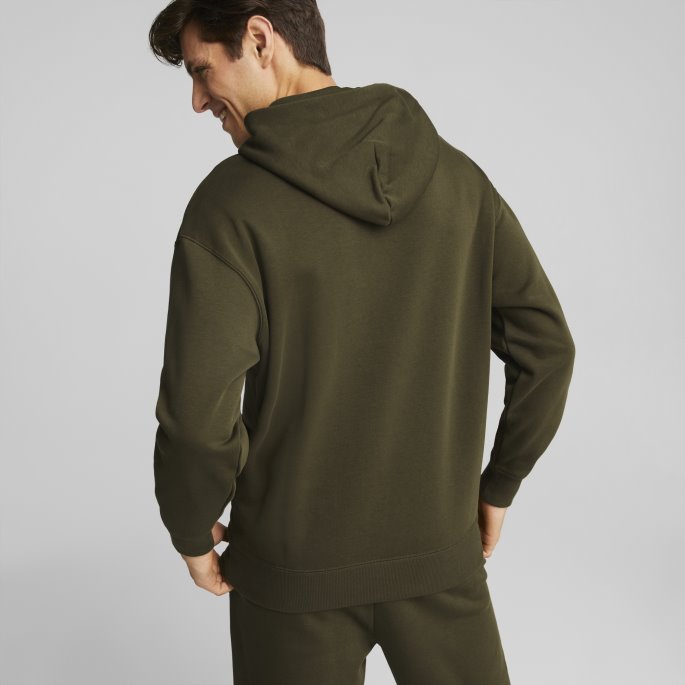 Klassikere Avslappet Hettegenser Menn Dyp Oliven Puma På Salg