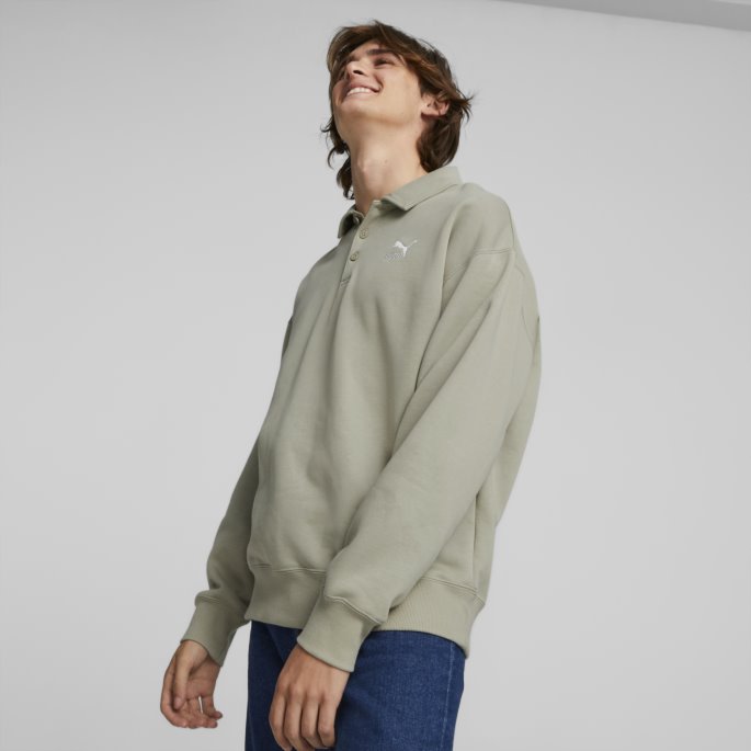 Pebble Grey Classics Polo Sweatshirt Menn Puma På Tilbud