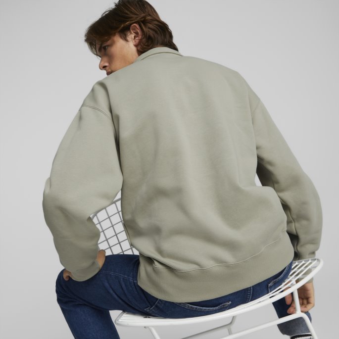 Pebble Grey Classics Polo Sweatshirt Menn Puma På Tilbud