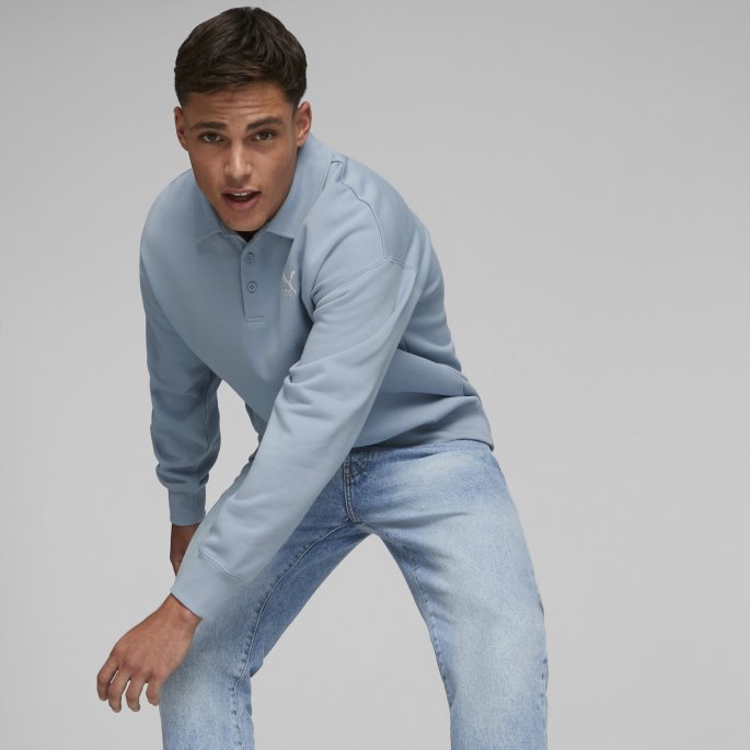 Puma På Tilbud Blue Wash Classics Polo Sweatshirt Herre
