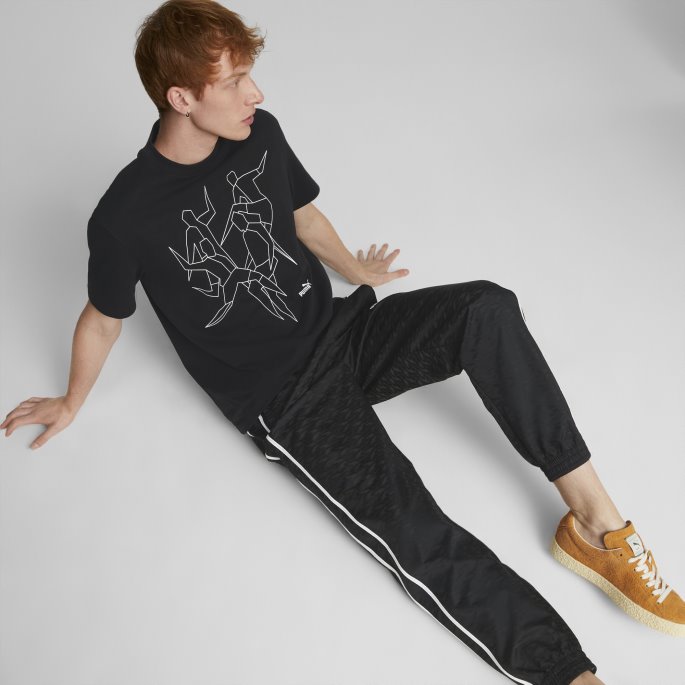 Puma På Salg Svart Spillers Lounge Grafisk Tee Menn