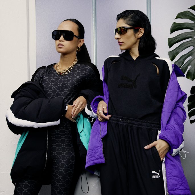 Svart-mørk Skygge Aop Luxe Sport T7 Bodysuit Dame Puma På Tilbud
