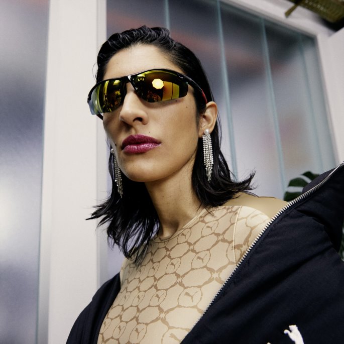 Lett Sand-ørkenbrun Aop Luxe Sport T7 Bodysuit Dame Puma På Tilbud