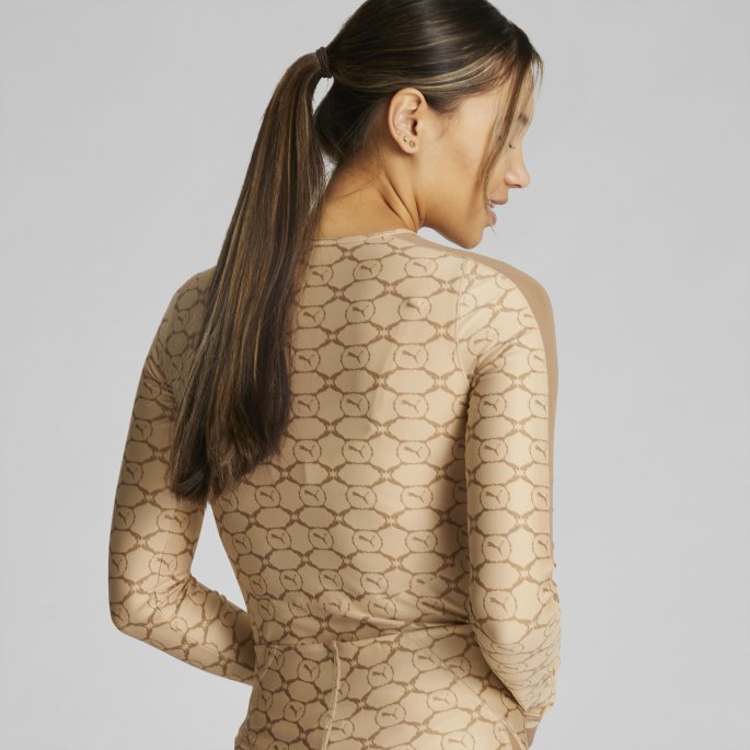Luxe Sport Dame T7 Bodysuit Puma På Salg Lett Sand-ørkenbrun Aop
