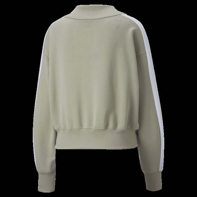 Puma På Tilbud Pebble Grey Luxe Sport T7 Cropped Crewneck Kvinner