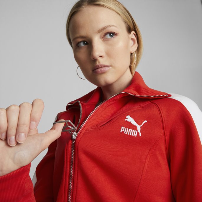 Høyrisiko Rød Puma På Salg Luxe Sport T7 Treningsjakke Kvinner