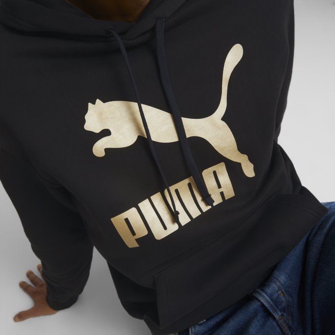 Puma På Tilbud Svart Classics Metallic Hettegenser For Menn