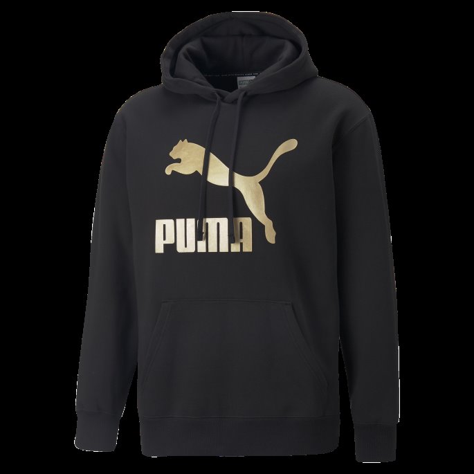 Puma På Tilbud Svart Classics Metallic Hettegenser For Menn