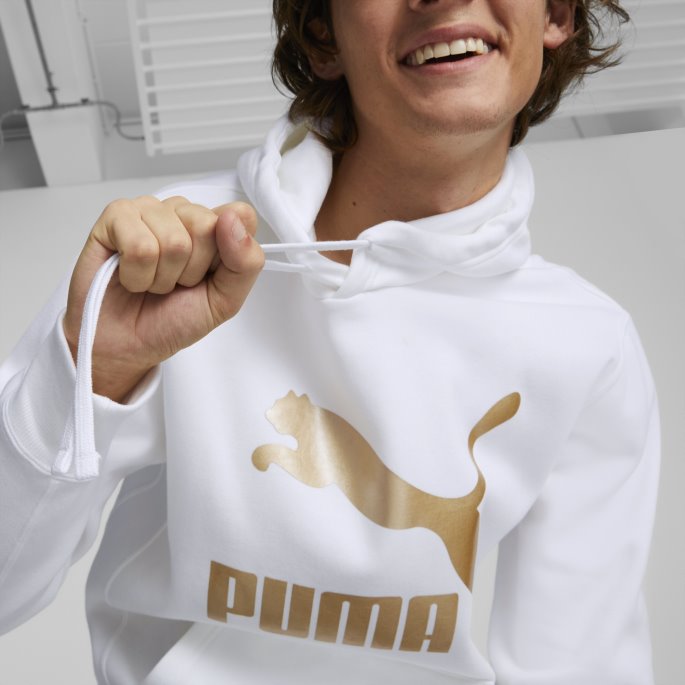 Hvit Puma På Tilbud Classics Metallic Hettegenser For Menn