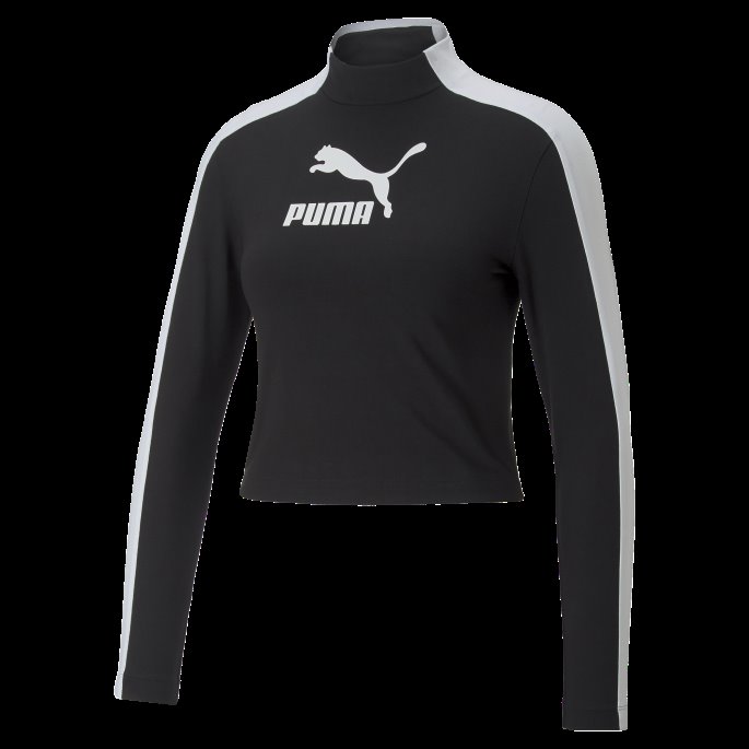 Puma På Tilbud T7 Cropped Slim Langermet Tee Kvinner Svart