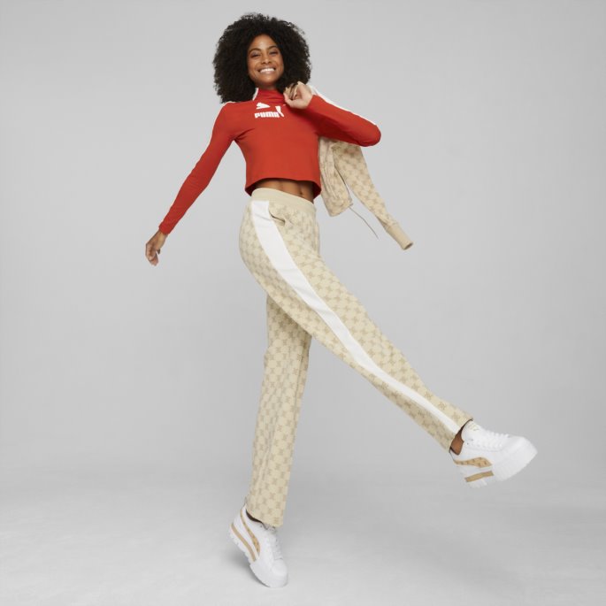Puma På Tilbud T7 Cropped Slim Long Slee Tee Kvinner Brent Rød