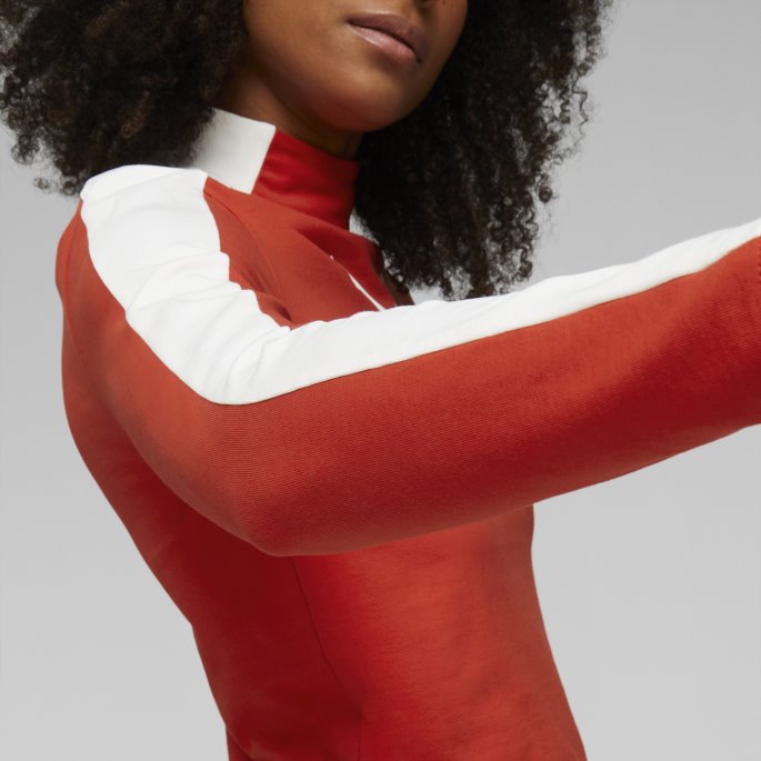 Puma På Tilbud T7 Cropped Slim Long Slee Tee Kvinner Brent Rød