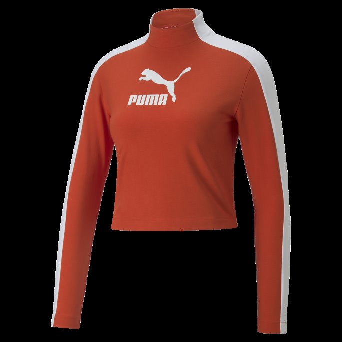 Puma På Tilbud T7 Cropped Slim Long Slee Tee Kvinner Brent Rød