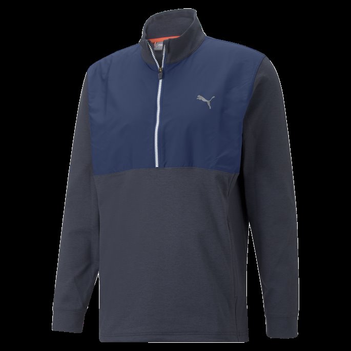 Puma På Tilbud Skyspunnet Wrmlbl Golfjakke Med Kvart Glidelås Herre Flammende Blå