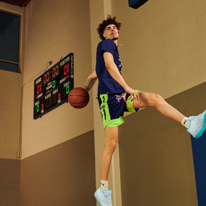 Sjeldne Basketballshorts For Menn Elektro Blågrønn Gekko Puma På Salg