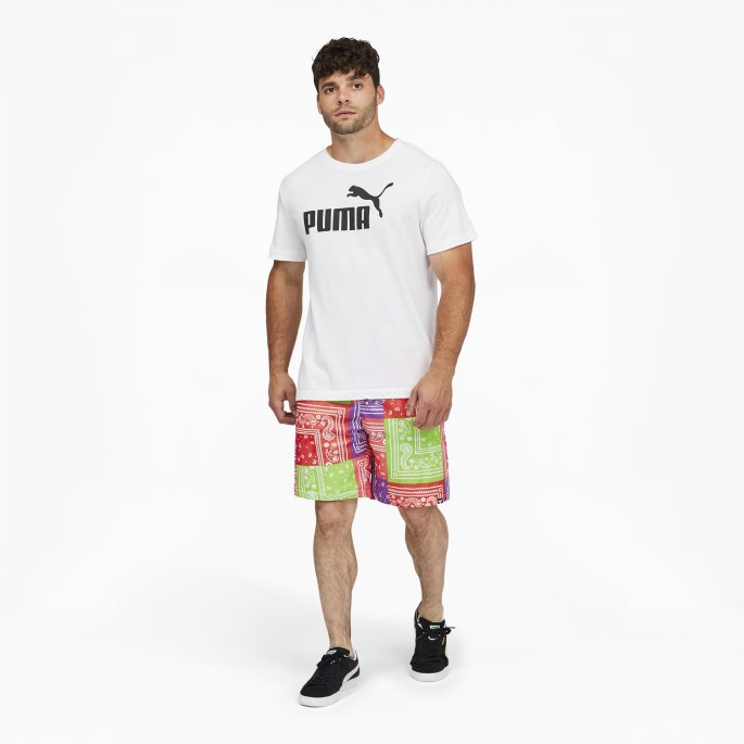 Puma På Tilbud Ikke Herfra Paisley-trykte Basketballshorts For Menn Hvit