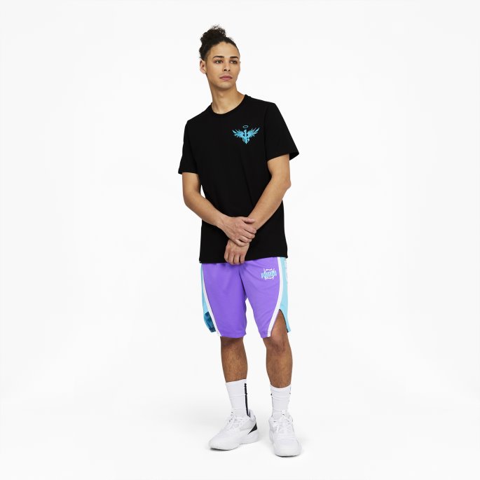 Puma På Tilbud Svart Melo Warp Drive Grafisk T-skjorte
