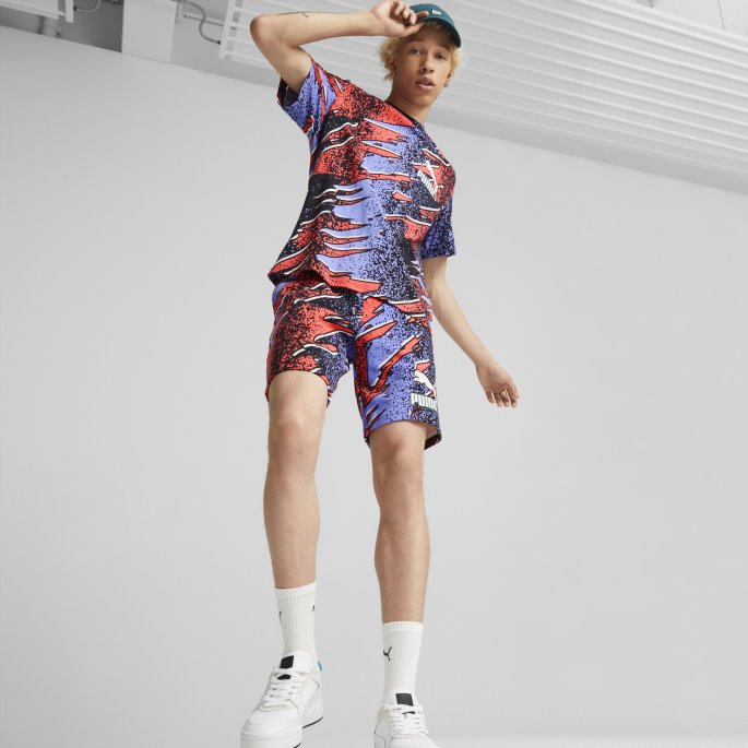 Puma På Tilbud Lavendar Pop-aop Fandom Trykt Herre-t-skjorte