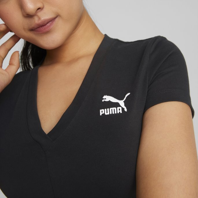 Svart Puma På Tilbud Klassikere Cropped Slim Tee Kvinner