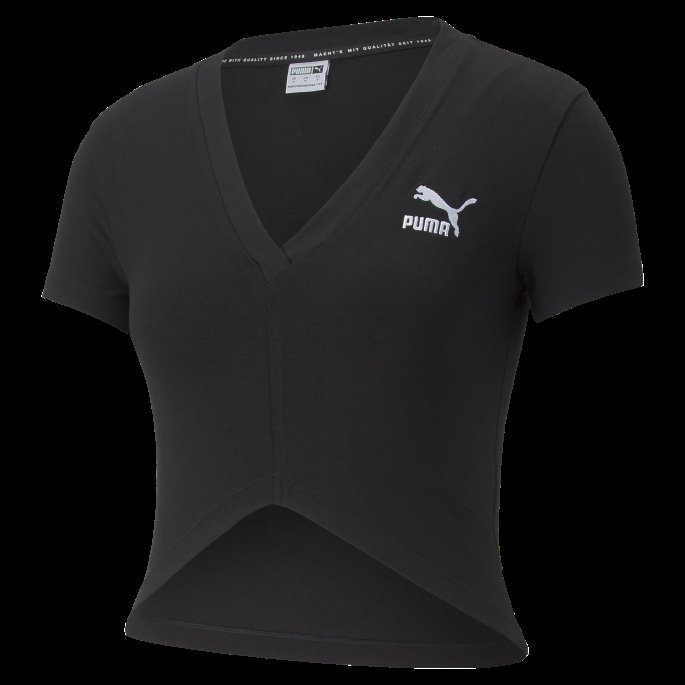 Svart Puma På Tilbud Klassikere Cropped Slim Tee Kvinner