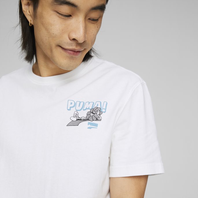 Hvit Grafisk T-skjorte For Menn I Sentrum Puma På Salg