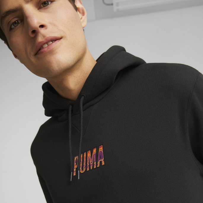 Sportsklær Fra Puma På Salg Grafisk Hettegenser For Menn Svart-oransje