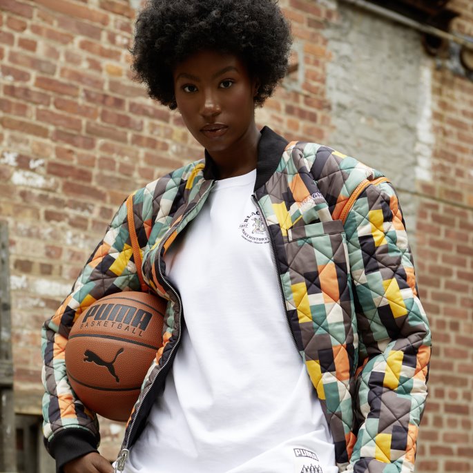 Puma På Tilbud X Black Fives Basketball Bomber Jakke Herre Støvete Grønn-svart