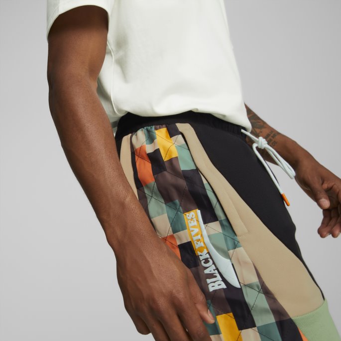 Puma På Tilbud X Svart Femmer Basketballshorts For Menn Svart-lys Sand-støvet Grønn