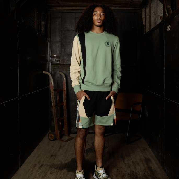 Puma På Tilbud X Svart Femmer Basketballshorts For Menn Svart-lys Sand-støvet Grønn