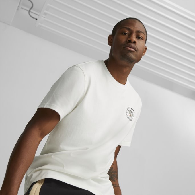 Puma På Tilbud X Svart Femmere Kortermet Basketball-t-skjorte For Menn Hvit