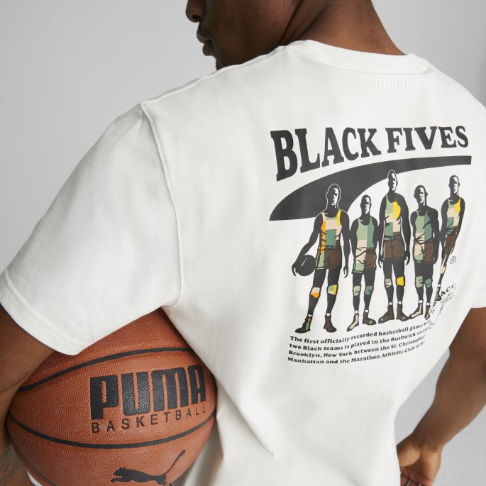 Puma På Tilbud X Svart Femmere Kortermet Basketball-t-skjorte For Menn Hvit